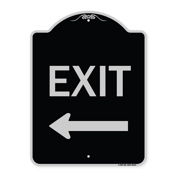 Signmission Designer Series-Exit W/ Left Arrow, Black & Silver Heavy-Gauge Aluminum, 24" H, 18" L, BS-1824-9843 A-DES-BS-1824-9843 - main